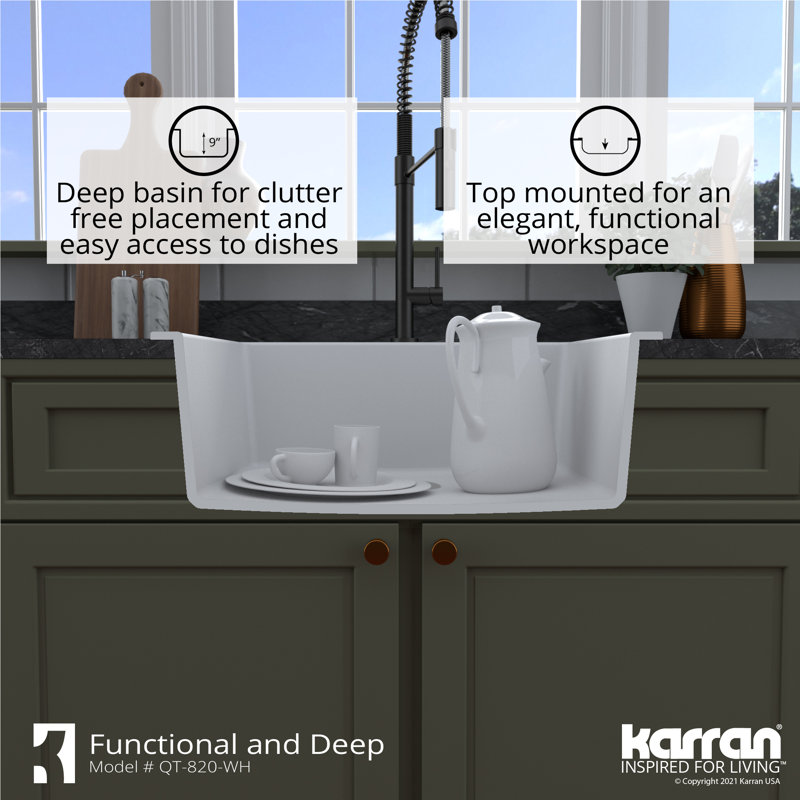 Karran Quartz 25'' X 22'' Single Bowl Drop-in Kitchen Sink &amp; Reviews ...